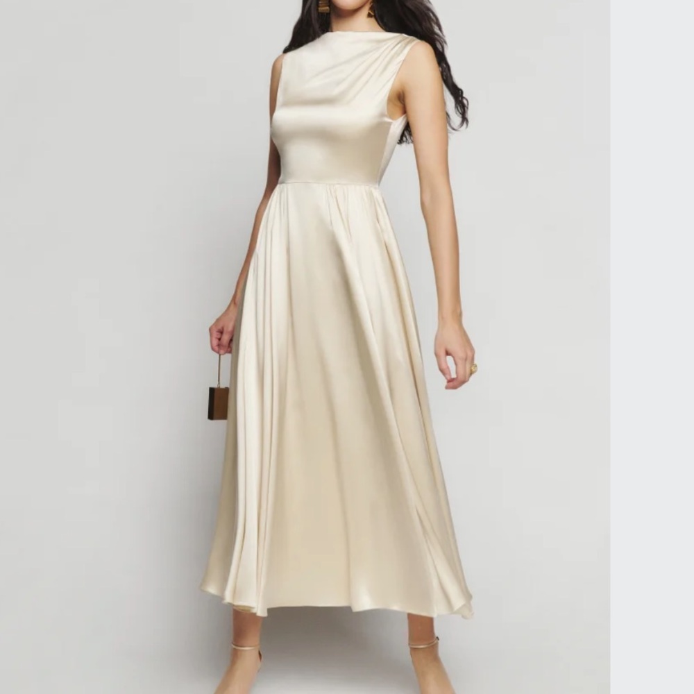 Reformation Ivory Satin Gown